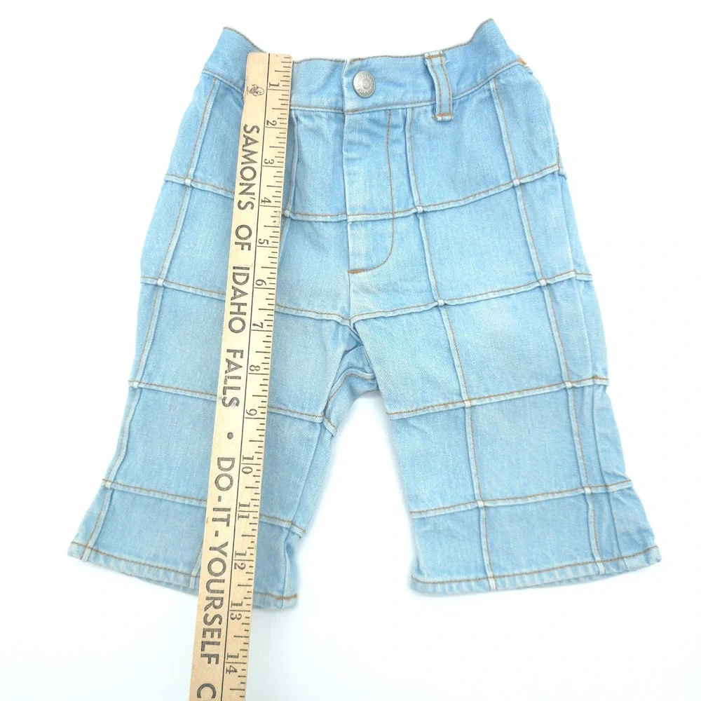 Baby Gap Denim Jeans Grid Stitched Light Wash Vintage‎ 6-12 Months Boys Girls